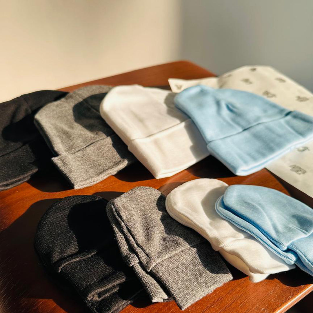 baby beanie and scratch mitten set
